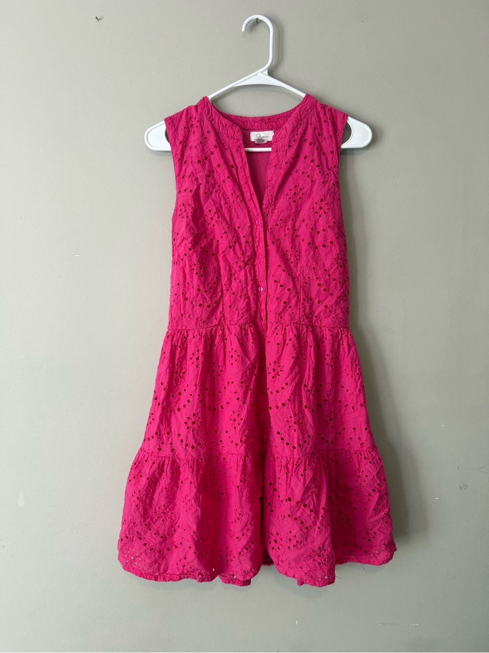 Japna Pink Eyelet Sleeveless Dress - Size Medium